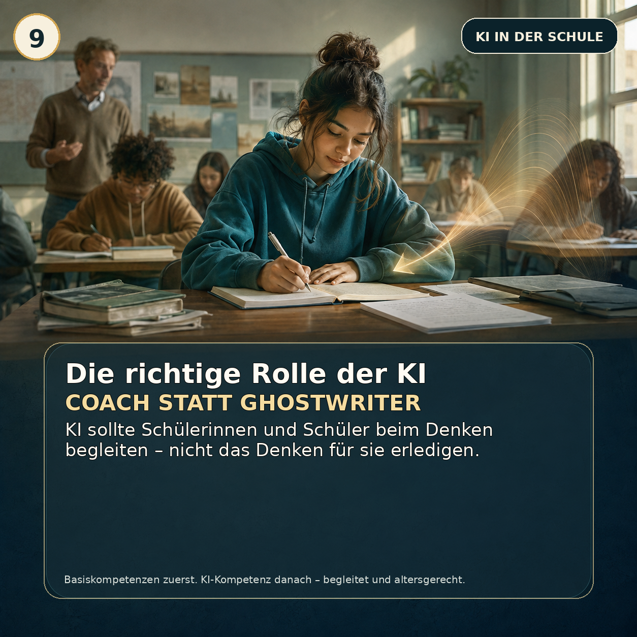 Schaubild 9 der Reihe „KI IN DER SCHULE – LERNHILFE ODER DENK-ABKÜRZUNG?“