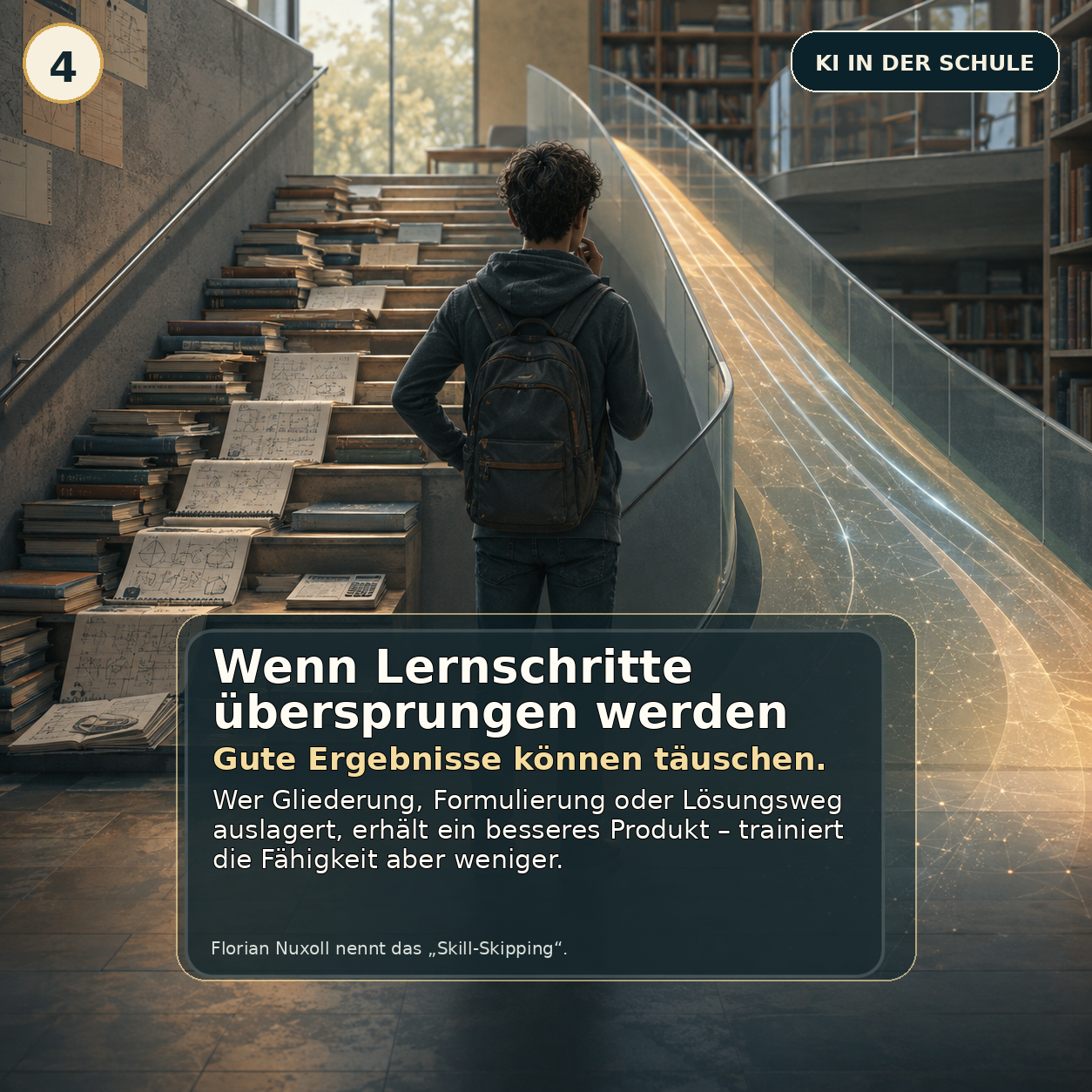 Schaubild 4 der Reihe „KI IN DER SCHULE – LERNHILFE ODER DENK-ABKÜRZUNG?“
