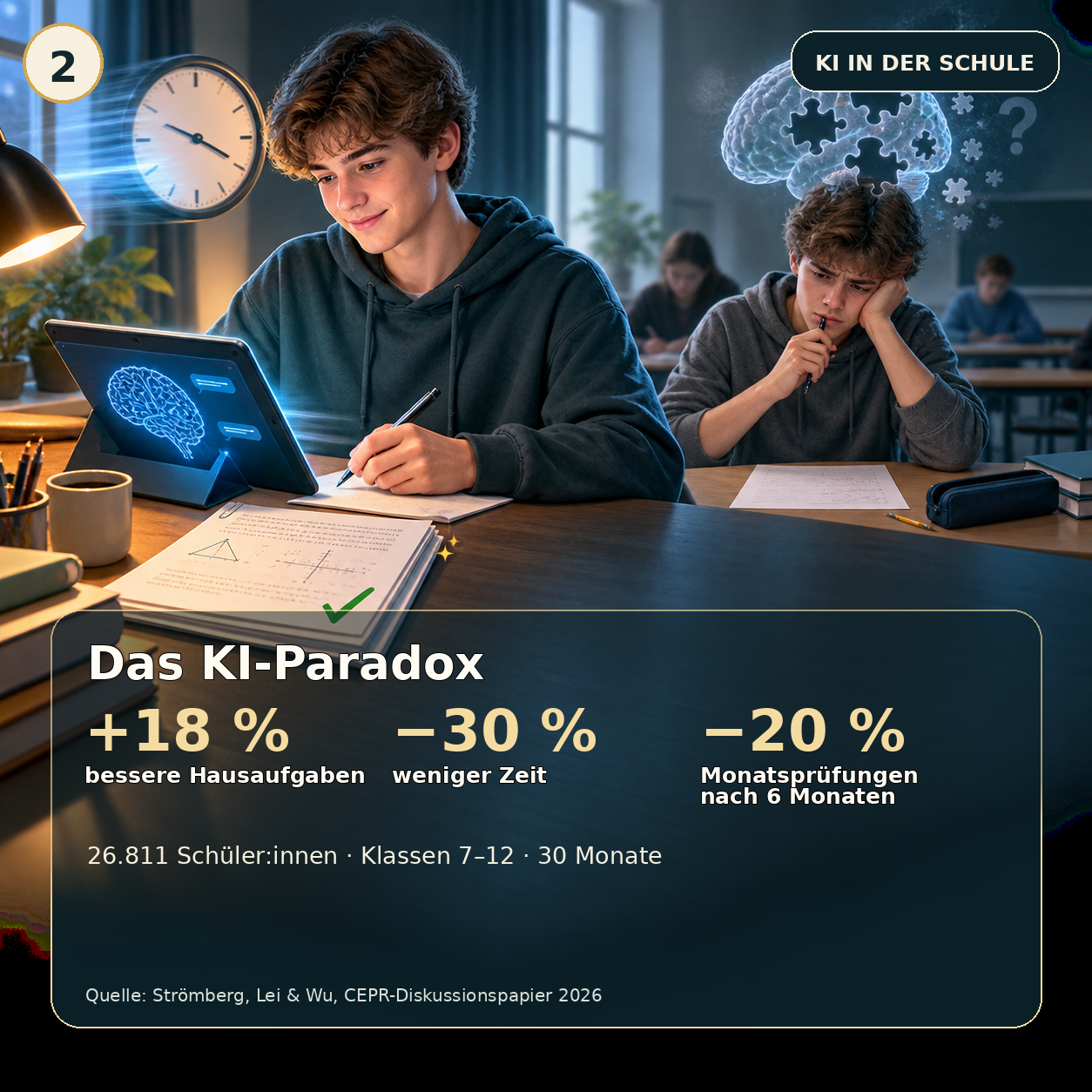 Schaubild 2 der Reihe „KI IN DER SCHULE – LERNHILFE ODER DENK-ABKÜRZUNG?“
