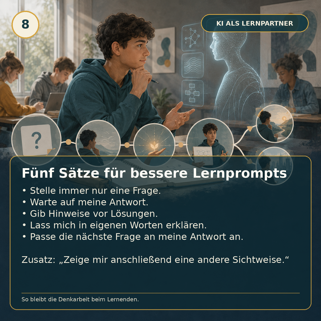 Schaubild 8 der Reihe „KI Lernprompts“