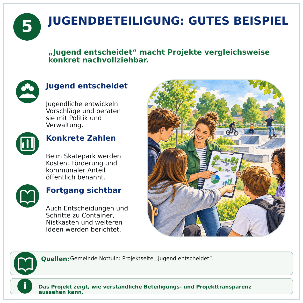 Schaubild 5 der Reihe „Wie steht es mit der Transparenz in der Gemeinde Nottuln?“
